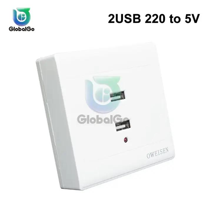 Prise électrique USB avec lumière LED pour la maison, station de chargeur murale, adaptateur secteur