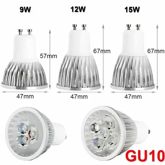 Lampe Led haute puissance MR16 12V GU10 E27 E14 GU5.3 9W 12W 15W, projecteur Cob blanc chaud/blanc f