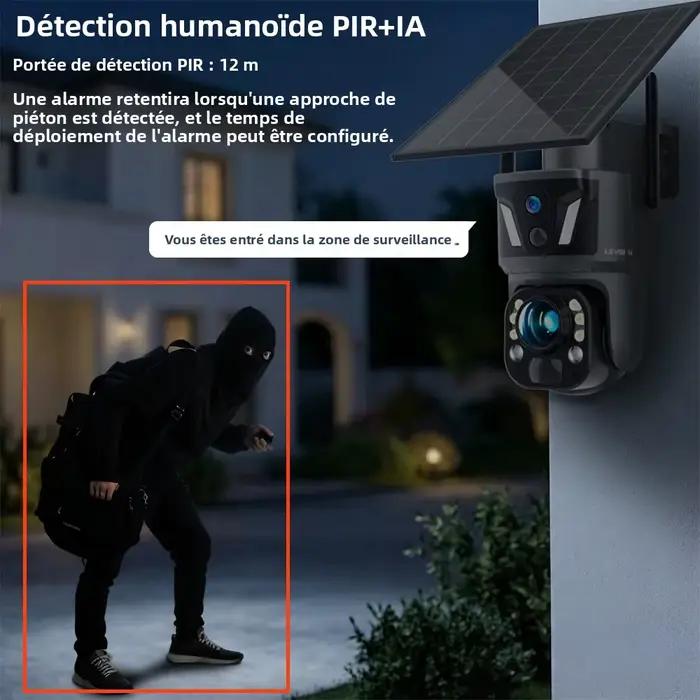 Caméra solaire PTZ LS VISION 8MP à 3 objectifs et double écran