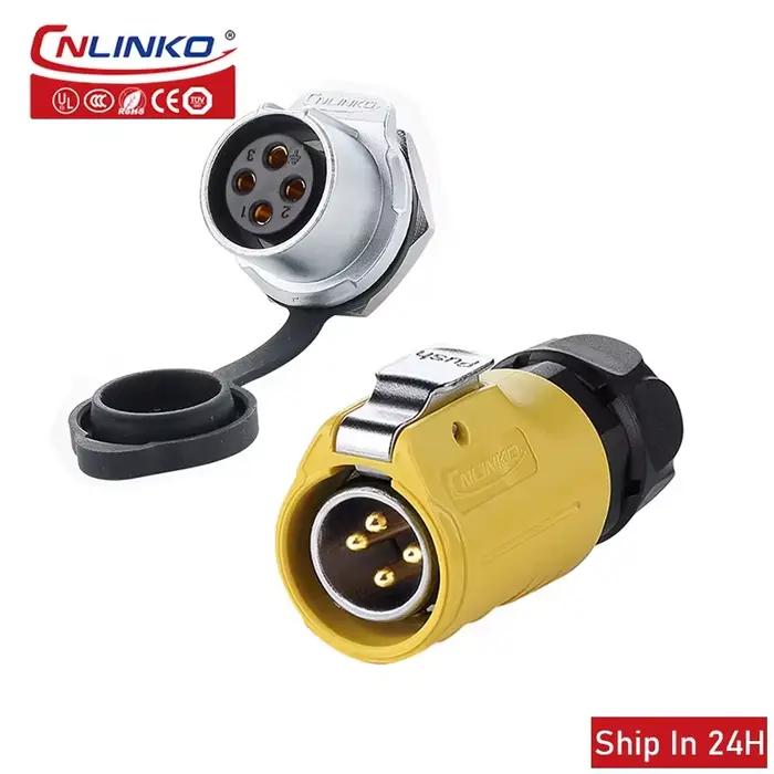Connecteur d'alimentation Cnlinko M20 2 3 4 broches IP67 étanche 20A Prise électrique pour équipement industriel