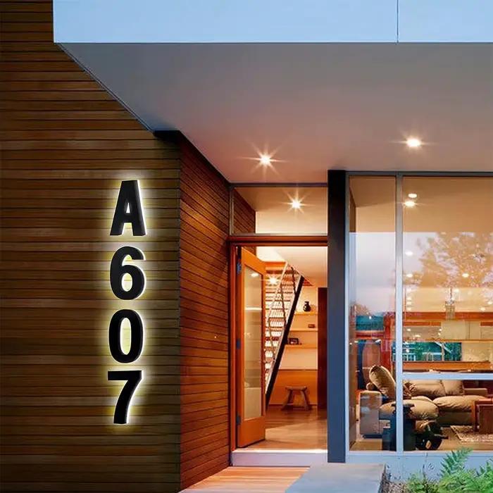 Numéros de maison modernes avec LED rétroéclairée