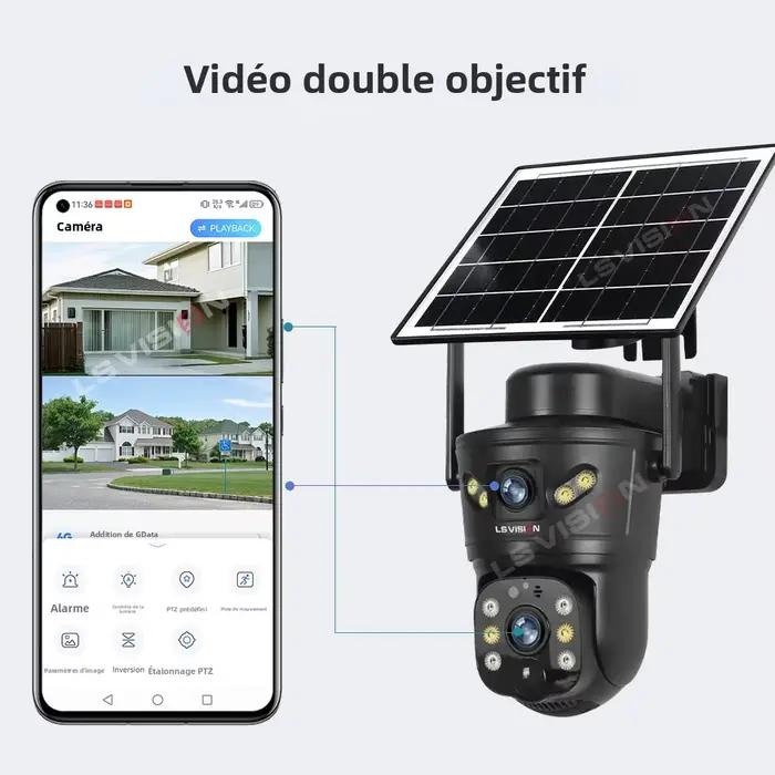 LS VISION 8MP 4G caméra solaire double objectif 2 écrans WiFi PTZ suivi automatique