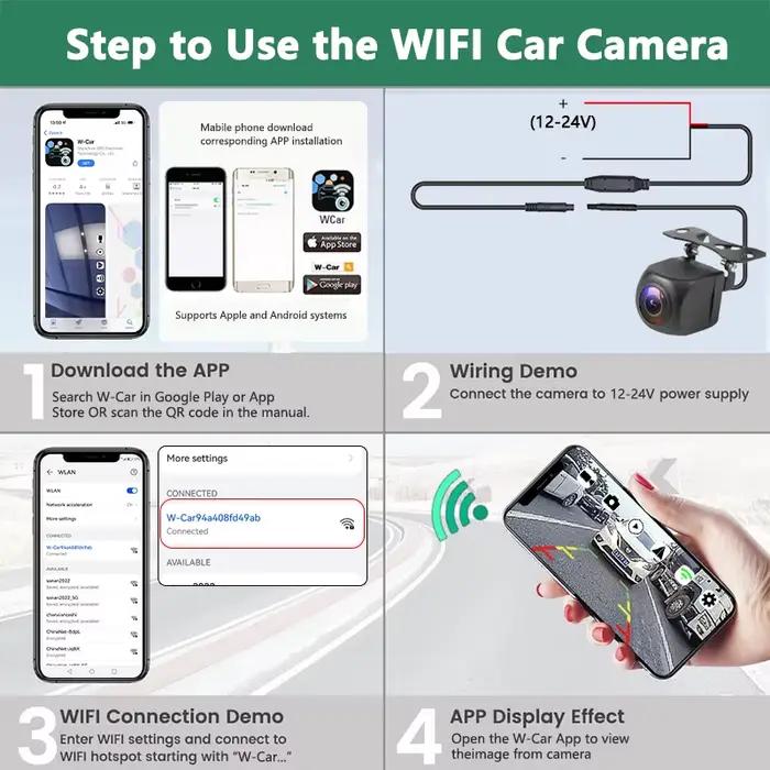 Caméra de recul de voiture WiFi sans fil