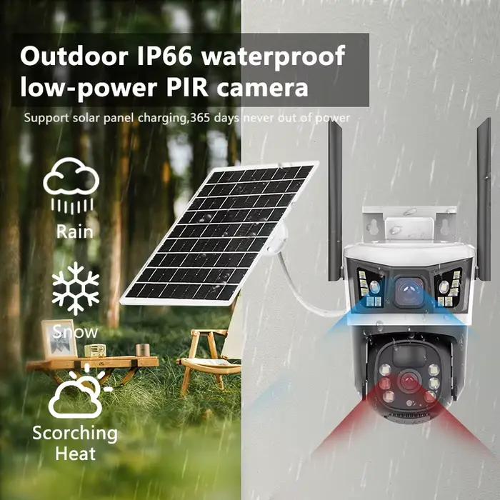 Caméra solaire 12MP 6K 4G SIM extérieure à double objectif