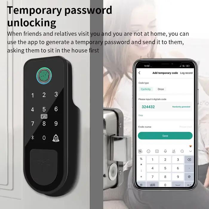 Serrure de porte connectée à empreinte digitale compatible Tuya App