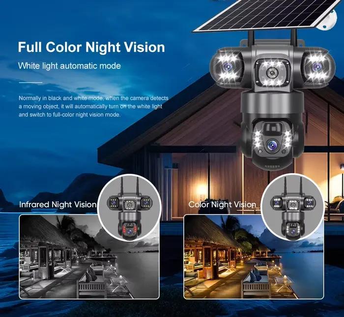 4G 12MP caméra solaire PTZ extérieur suivi automatique Vision nocturne