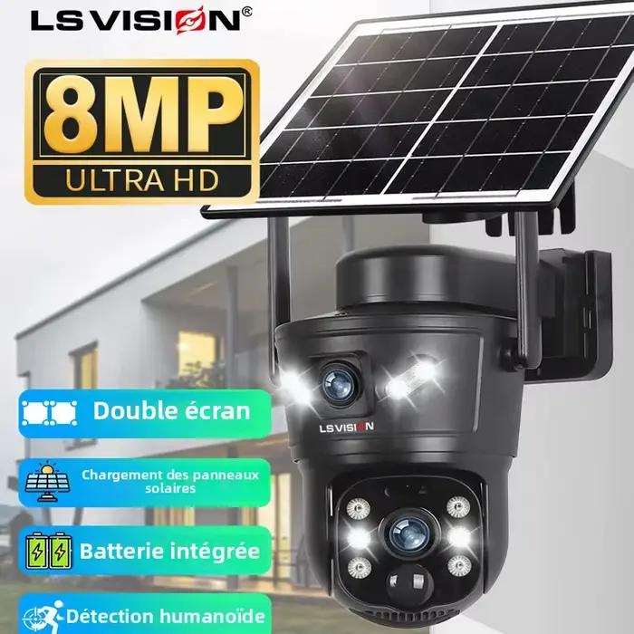 LS VISION 8MP 4G caméra solaire double objectif 2 écrans WiFi PTZ suivi automatique