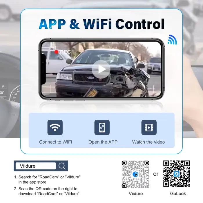 Caméra de tableau de bord 4K DVR Wifi pour voiture