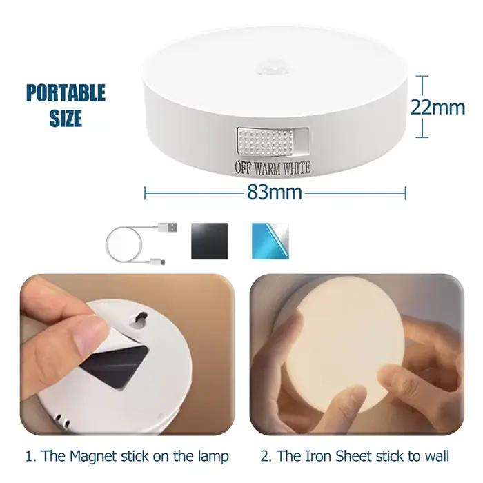 Capteur de mouvement lumière USB Rechargeable veilleuse lampe à LED pour cuisine chambre escaliers couloir armoire