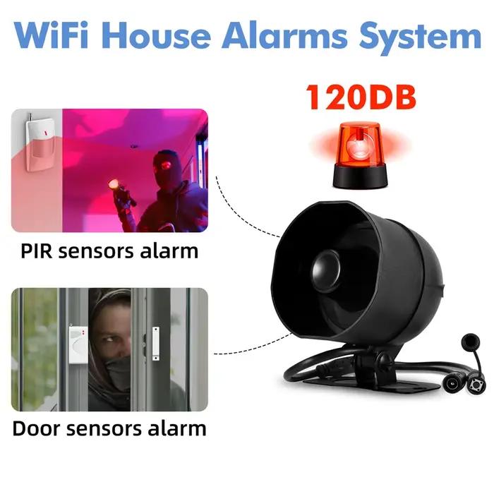 KERUI 120db système d'alarme sonore forte sirène Tuya WIFI intelligent Kit d'alarme de sécurité sans fil maison anti-cambriolage capteur de porte de mouvement Alexa