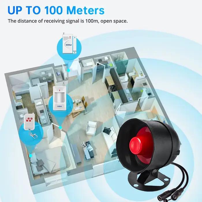 KERUI Tuya Kit de système d'alarme de sécurité WIFI intelligent 110dB sans fil fort sirène intérieure/extérieure klaxon capteur de porte de mouvement anti-cambriolage à domicile