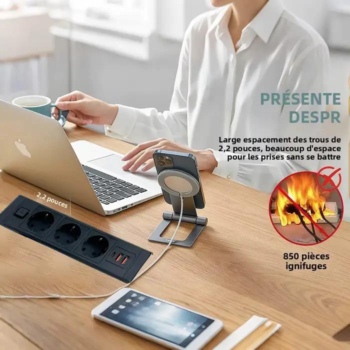 Prise cachée de bureau intégrée EU KR prises dissimulées avec Surface d'alimentation USB type-c