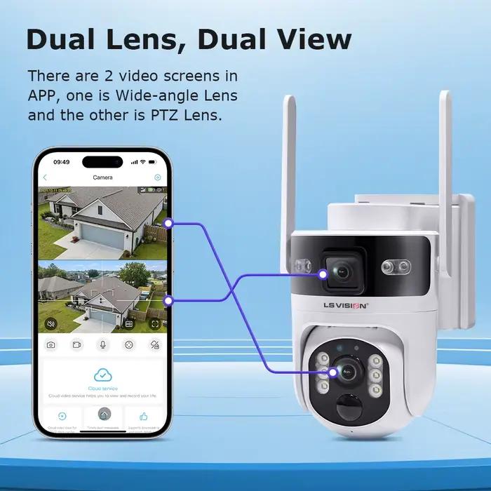 Caméra solaire LS VISION Ubox 4G AOV à double écran