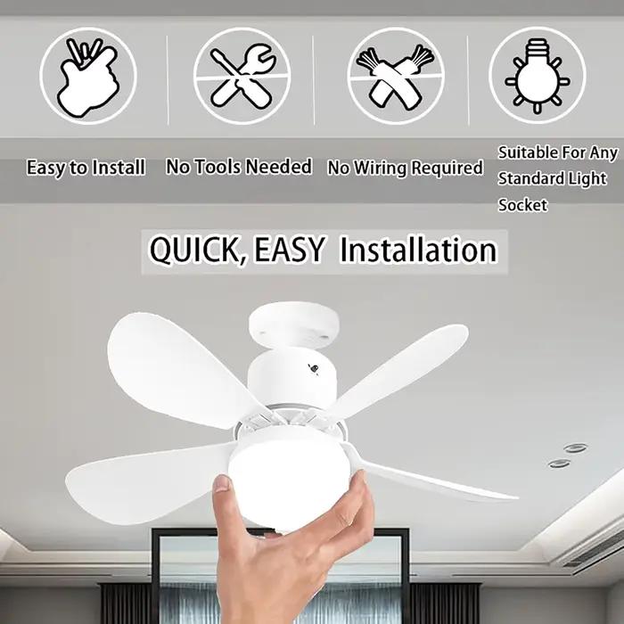 Ventilateur de plafond à douille avec télécommande