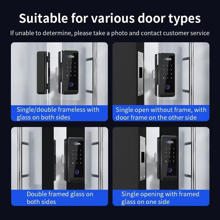 Ttlock APP serrure de porte en verre en bois Bluetooth déverrouillage à distance empreinte digitale App carte mot de