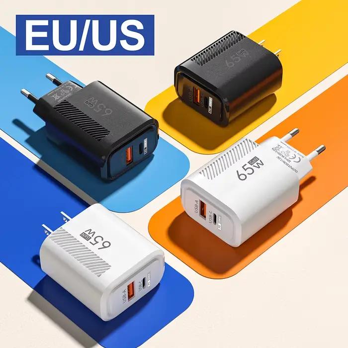 65W GaN Charge rapide USB Type C chargeur US/EU Plug PD 3.0