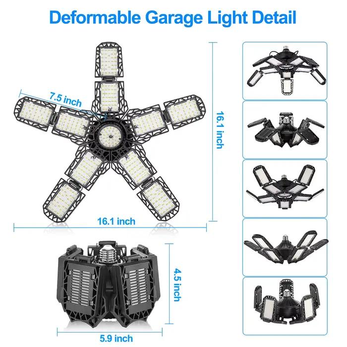 Lampes de Garage LED avec 7/10 + 1 panneaux réglables E26/E27 lampe de travail de magasin de plafond 150W 6500K ampoule pour éclairage industriel d'atelier