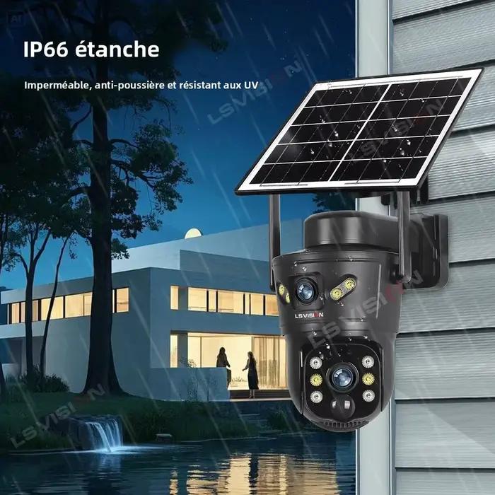 LS VISION 8MP 4G caméra solaire double objectif 2 écrans WiFi PTZ suivi automatique