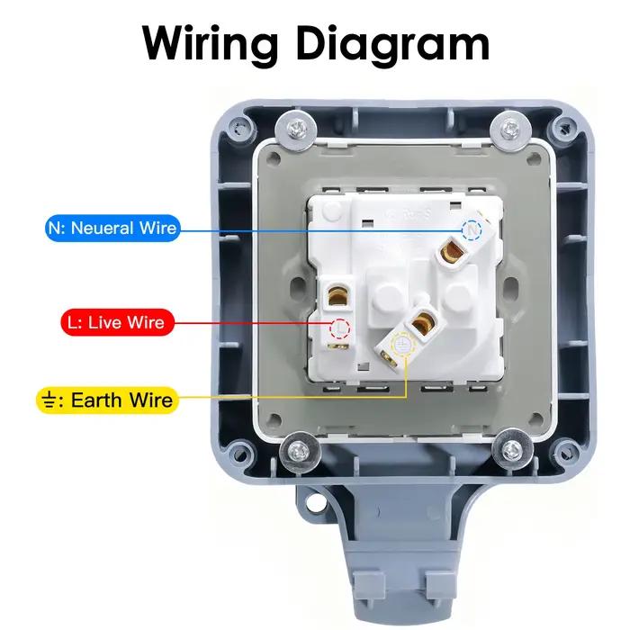 Prise simple étanche BSEED pour extérieur étanche IP66 avec bouton marche arrêt pour résidentiel usage général sécurité et design élégant