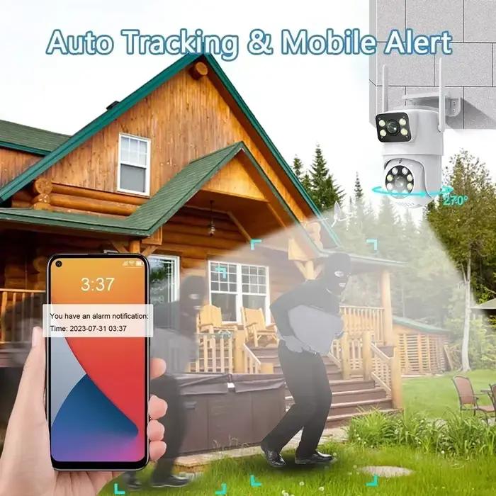 4K 8MP Tuya double objectif PTZ WIFI caméra Full HD