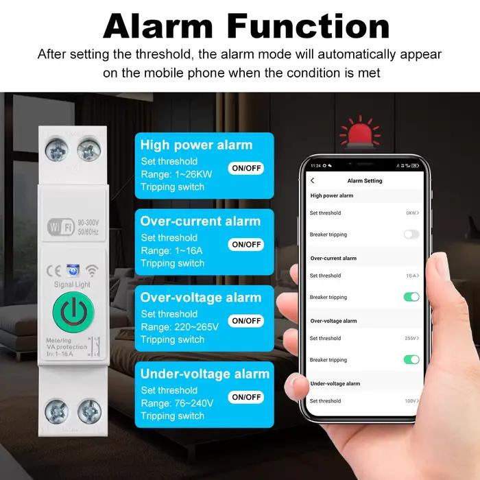 Disjoncteur intelligent WiFi 1P+N 16A avec mesure de puissance