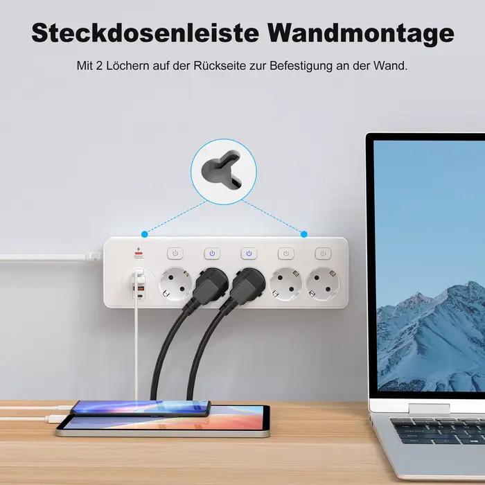 Multiprise intelligente à prise européenne avec port multi USB type-c