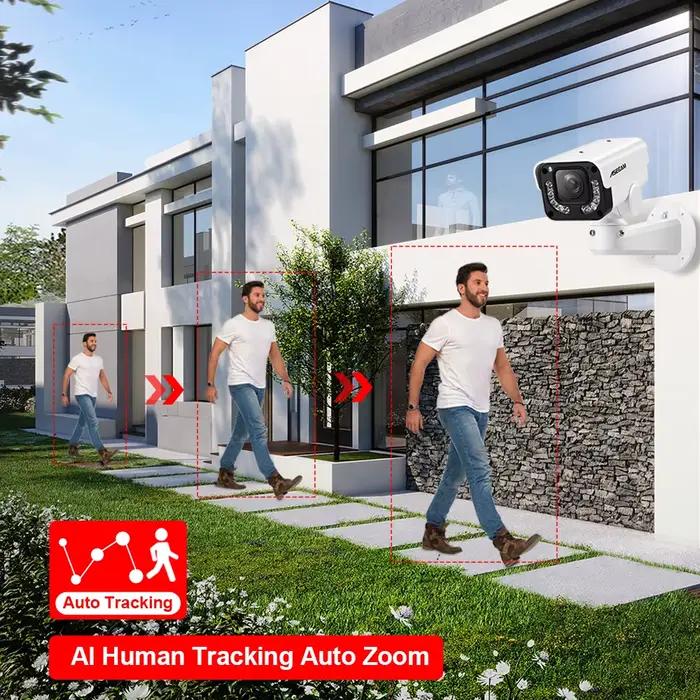 ASECAM 4K 8MP Camera Surveillance Extérieure PTZ 30X Zoom optique AI Détection de Véhicule WDR POE IMX415 Hikvision Compatible