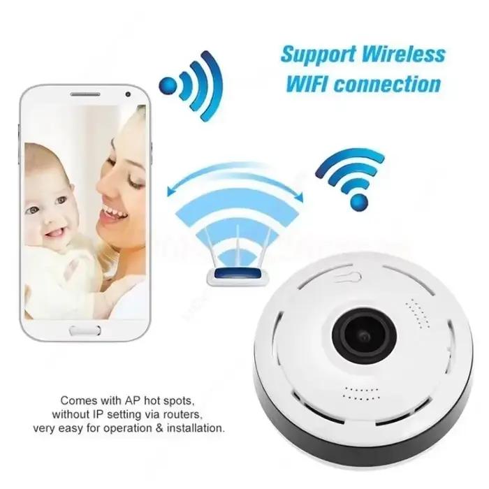 Petite caméra de surveillance Wifi 360 ° Visiophone IP vocal bidirectionnel à vue panoramique