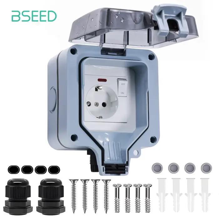 Prise simple étanche BSEED pour extérieur étanche IP66 avec bouton marche arrêt pour résidentiel usage général sécurité et design élégant