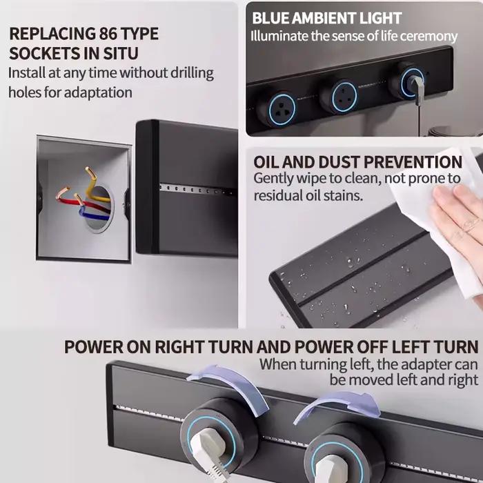 Prise d'extension murale en aluminium pour cuisine