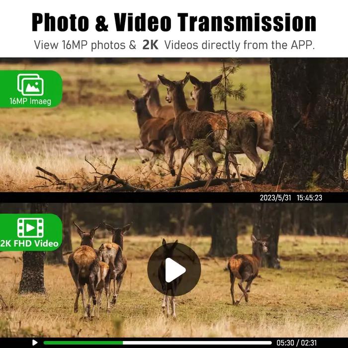 Caméra de chasse UCON APP EU 4G 2K 4W avec batterie 7800mAh