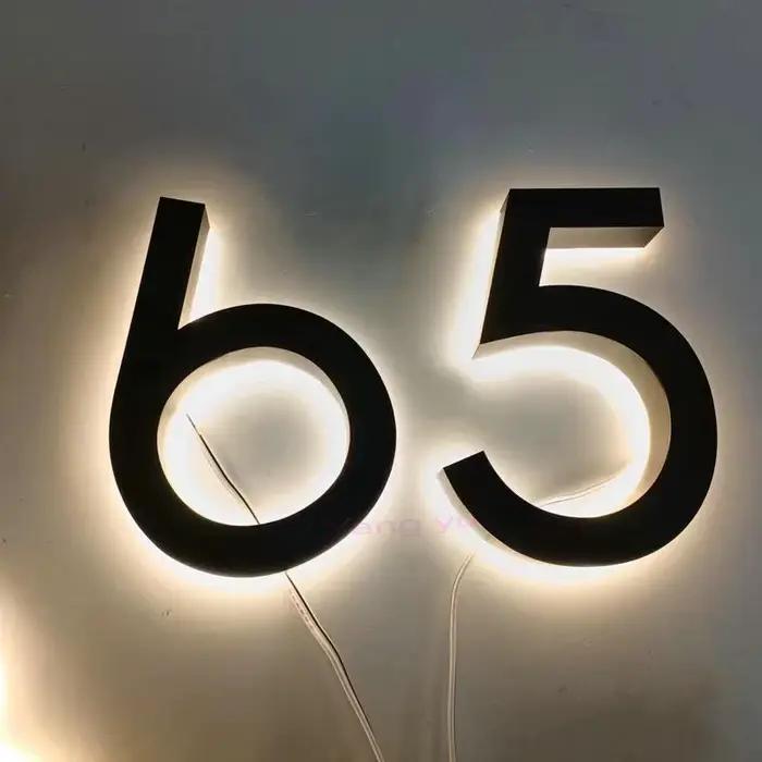 Plaque de porte en acier inoxydable éclairée par LED