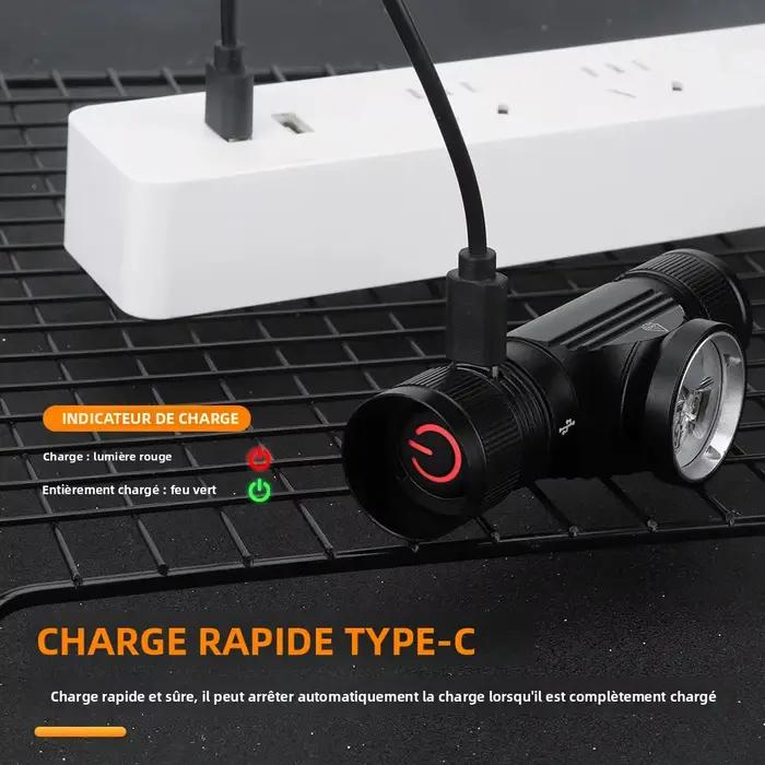 BORUiT HP330 3 * LED lampe frontale 1200LM puissant type-c rechargeable phare étanche Camping pêche tête torche lanterne