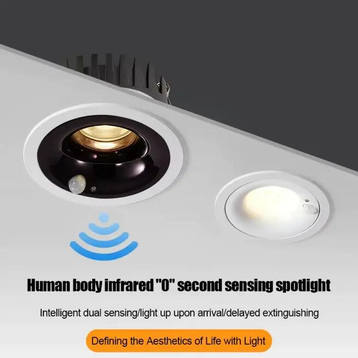 Projecteur encastré PIR capteur de mouvement LED Spot pour allée d'entrée éclairage intérieur Downlight lampes 3000K 4000K 6000K