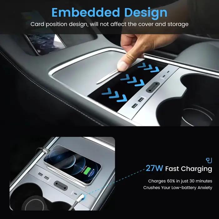 Station de charge rapide 27W pour Tesla Model 3 Model Y 2021 2022 2023