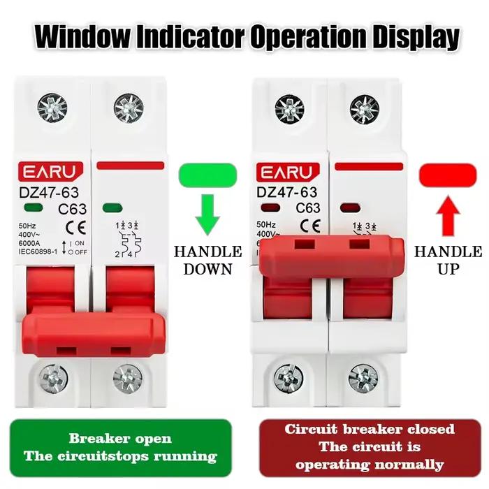 Disjoncteur miniature (MCB) 1P 2P 3P 4P DZ47 3A-125A AC 230V 400V Type C
