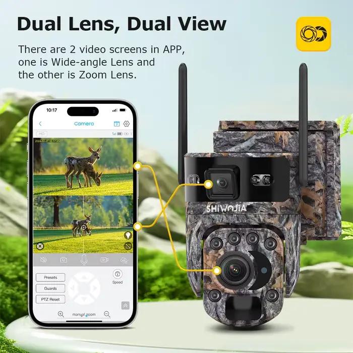 SHIWOJIA 12MP 50X ZOOM optique 4G caméra solaire