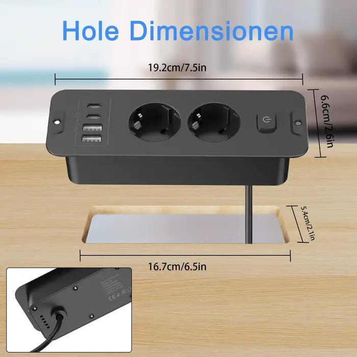 Multiprise de bureau intégrée avec USB et Type-C pour un espace de travail organisé et sécurisé à offrir pour bureau personnel ou professionnel