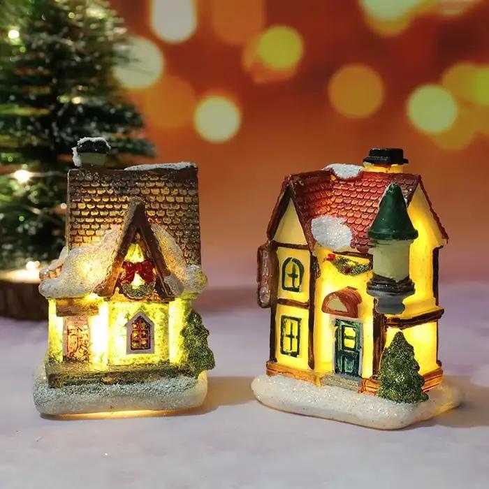 Maison de noël ornements lumineux cadeau