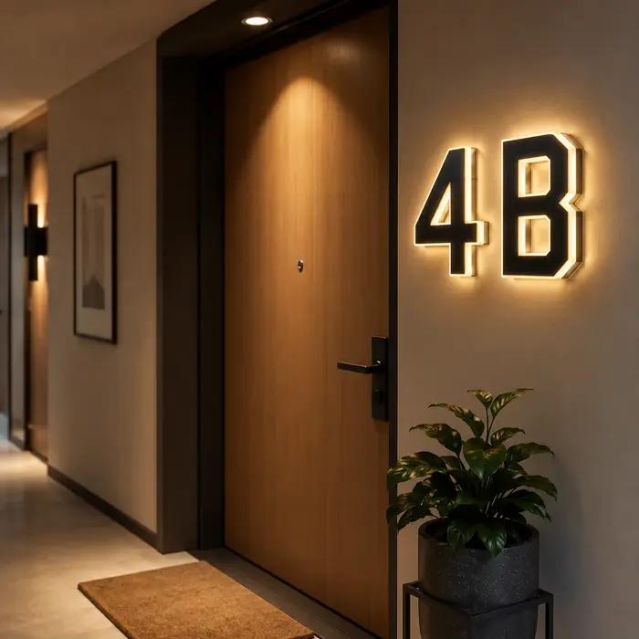 Ensemble de numéros de maison solaires étanches à LED avec capteur