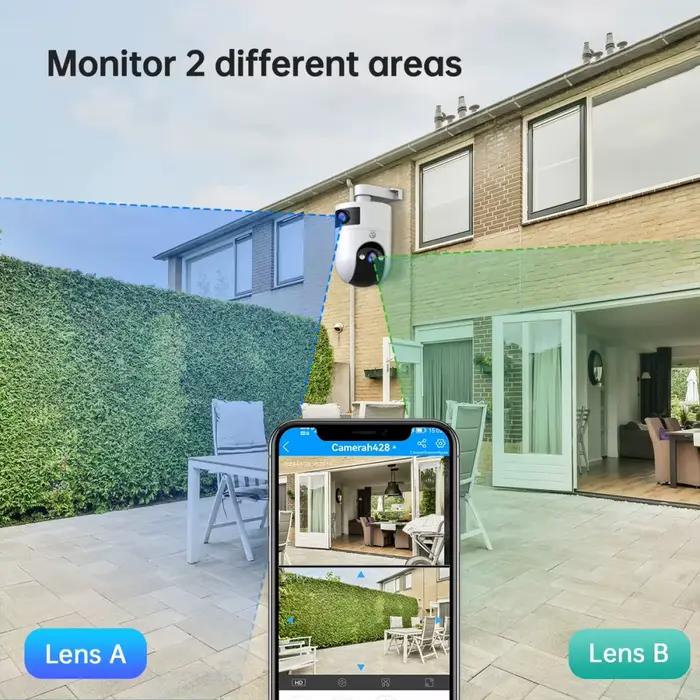 Caméra IP 4K PTZ extérieure étanche double objectif 5G WiFi