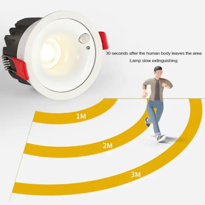 Projecteur encastré PIR capteur de mouvement LED Spot pour allée d'entrée éclairage intérieur Downlight lampes 3000K 4000K 6000K