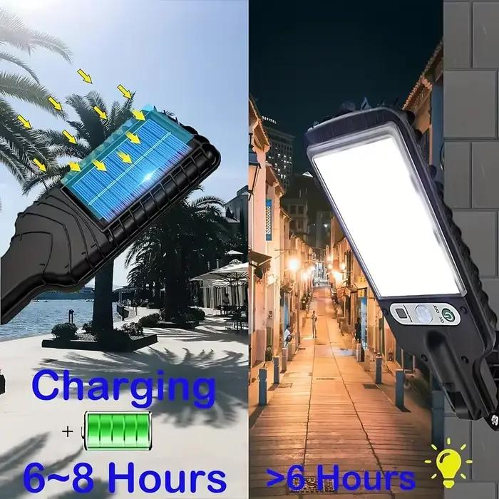 Le capteur de mouvement solaire allume les lumières de sécurité LED à énergie