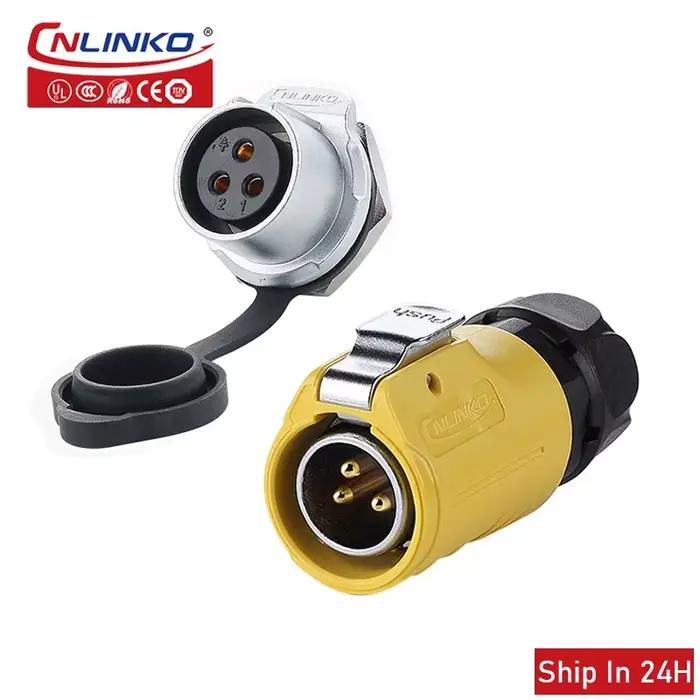 Connecteur d'alimentation Cnlinko M20 2 3 4 broches IP67 étanche 20A Prise électrique pour équipement industriel