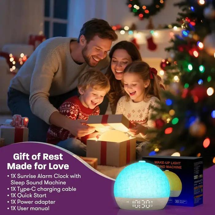 Wake Up Light Sunrise réveil minuterie 30 bruit blanc Machine sonore Dimmable RGB veilleuses aide au sommeil Snooze idéal pour cadeau