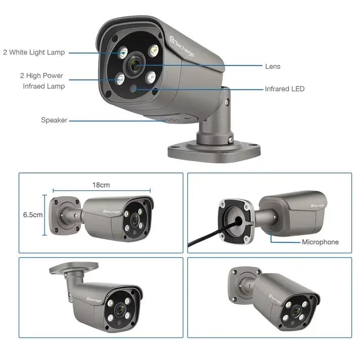 Techage-Caméra de surveillance extérieure POE IP 4K