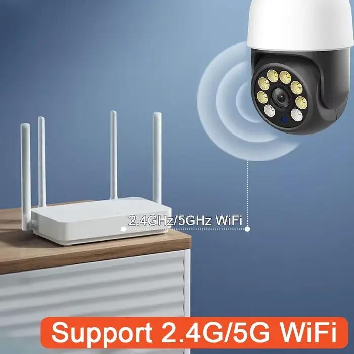Caméra IP WiFi Tuya HD 5MP 2.4G/5GHz PTZ avec suivi automatique
