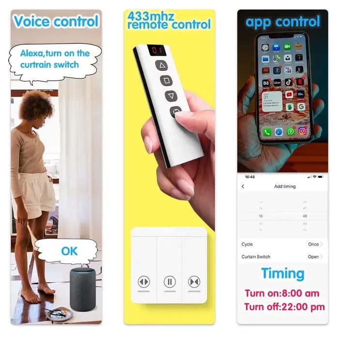 Commutateur de volet roulant WiFi RF et télécommande sans fil 5 en 1 433MHz pour stores