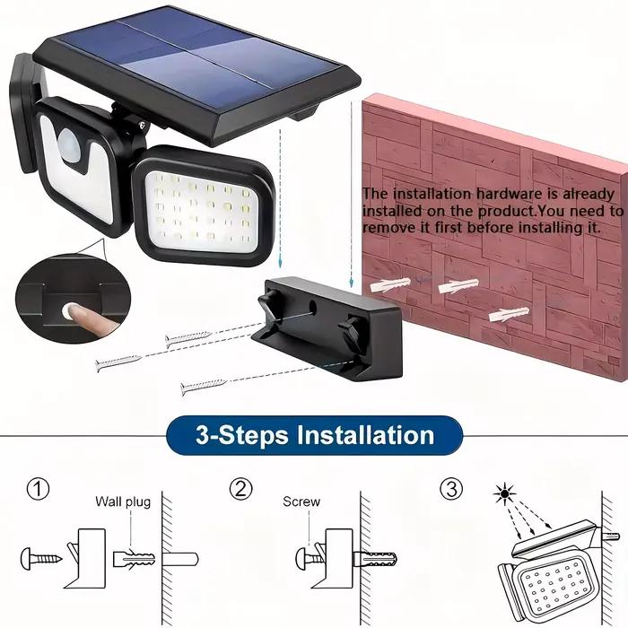 74 LED capteur de mouvement solaire lumière extérieure mur porte d'entrée cour Garage voie éclairage de noël 3 Modes de