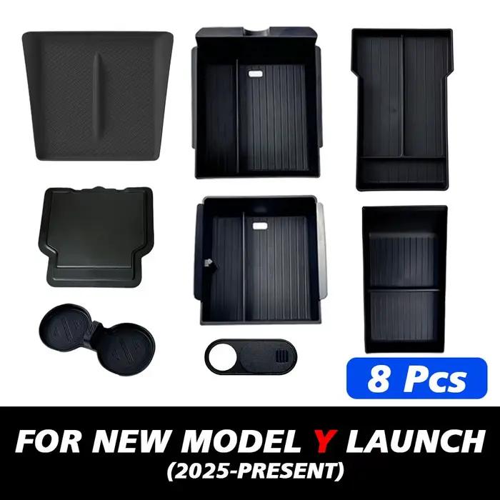 Pour Tesla Nouveau Modèle Y Launch Juniper : Tapis antidérapant en silicone ABS pour console et boîte de rangement